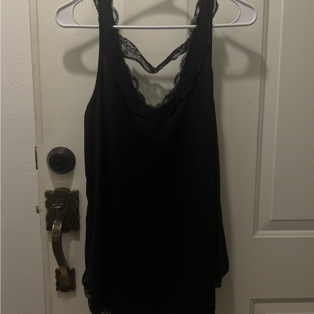 0XL Black Lace Trim Sleepwear